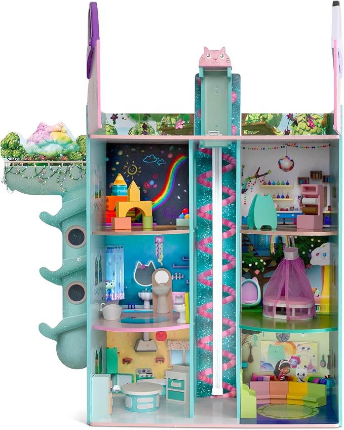 Gabby’s Dollhouse Purrfect Playhouse by Delta Children – Features Sounds & Light Up Ear - Includes 20 Accessories - Fits 8-inch Dolls - Pretend Play Dream Gift for Ages 3