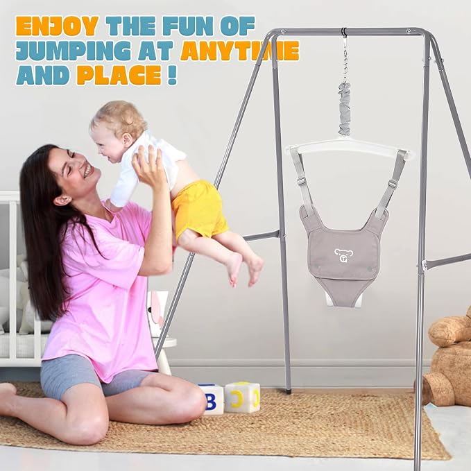 Baby Jumper with Stand, Baby Jumpers and Bouncers, Baby Exerciser Suitable for 6-24 Months, Easy to Assemble & Store Jumper for Baby