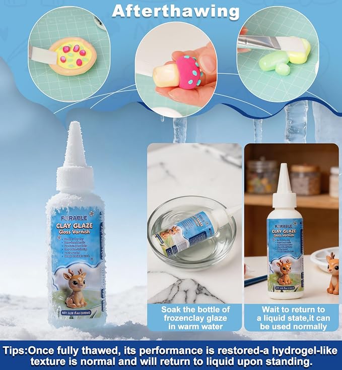100ml Air Dry Clay Glaze, Air Dry Clay Varnish for Pottery, Air Dry Clay Sealant Prevent Cracking, Scratching & Wear for Clay, Ceramic, Paintings, Plaster, and Crafts (Gloss)