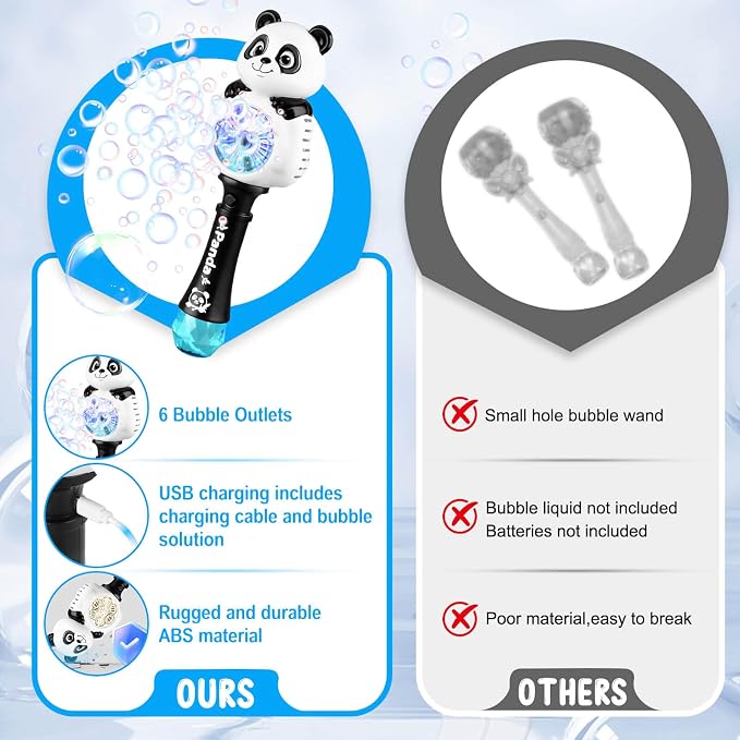 Bubble Wands for Kids Ages 4-8 Years Old: Light Up Bubble Machine Bubble Wand for Parties Outside Toys for Toddlers 3-5 Automatic Bubble Machine Rechargeable Gifts for 3 + Year Old Girl Boy