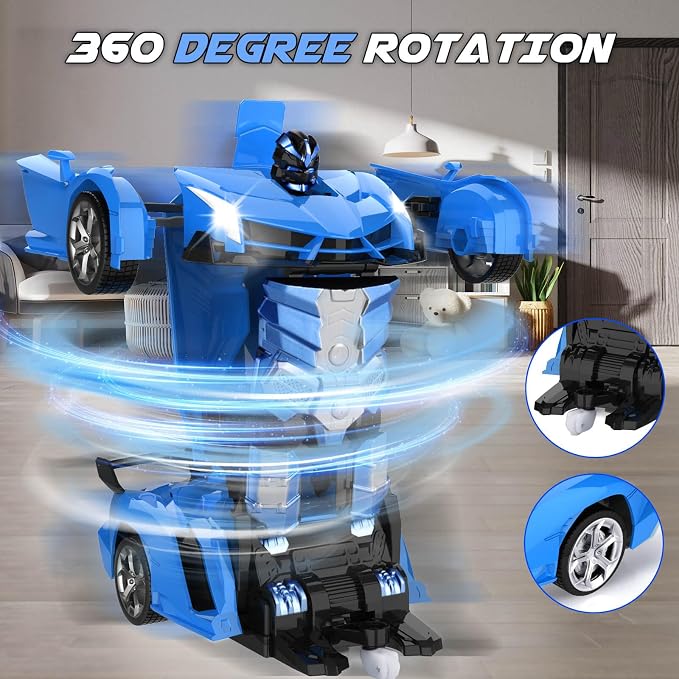 Transform Remote Control Car Toy for Kids 4 5 6 7 8, Remote Control Car for Boys 4-7, Transform Cars for Boys 4-6, Toy Car 5 Year Old Boy, Toys for 3 4 5 6 7 8 9 10 11 12 Years Old Boy, Blue