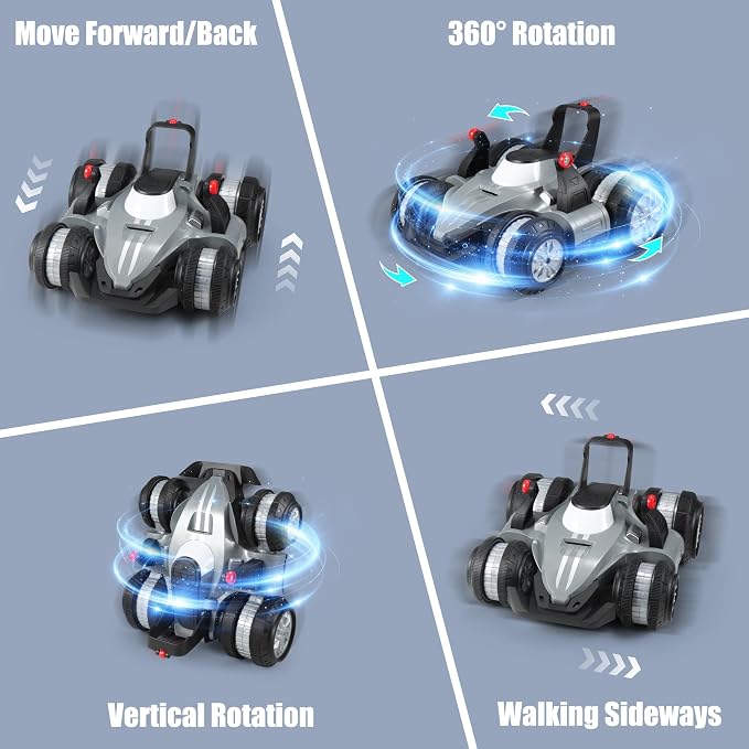 RC Drift Car for Kids, 360° Vertical Rotation, 4WD Drift Remote Control Stunt Car with LED Lights, Gift for Boys Girls Ages 6-12