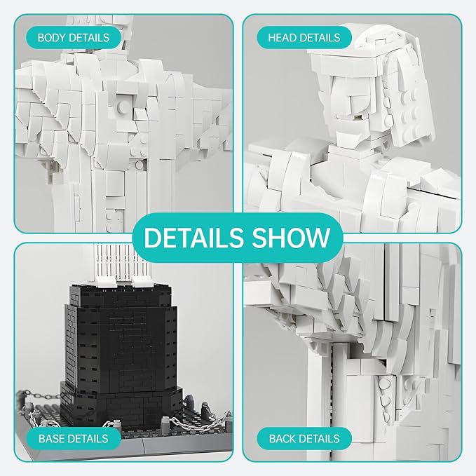 Architecture Christ The Redeemer Statue Building Blocks Sets Brazil Jesus Building Kits Model Toys Gift for Adults Kids Teens 973 PCS