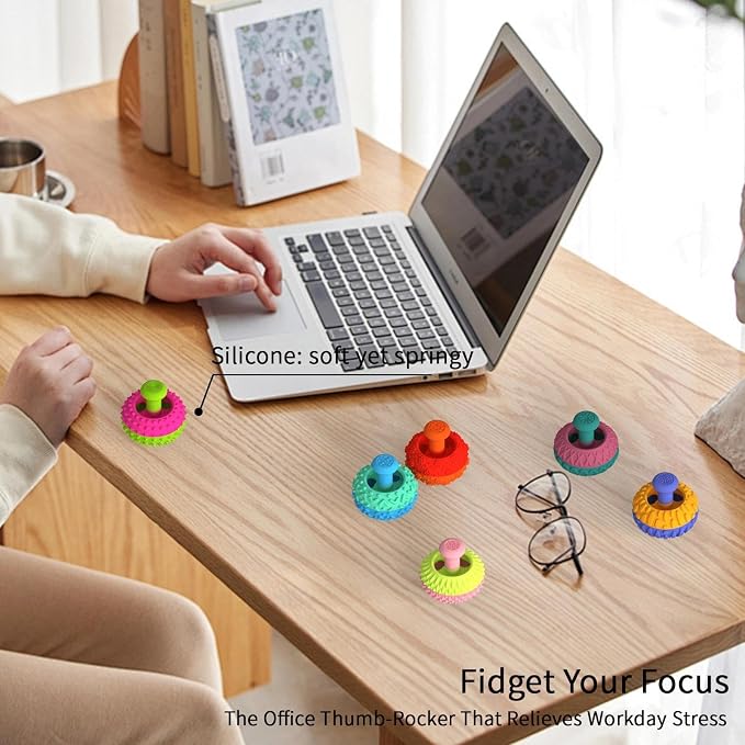 Silicone Thumb Rocker Fidget Toys for Kids Adults ,6PCS Stress Relief Sensory Toys for Autism ADHD Anxiety,Fun Textures Gadgets,Office Desk Toy,Stocking Stuffers for Women Men Teen Gifts