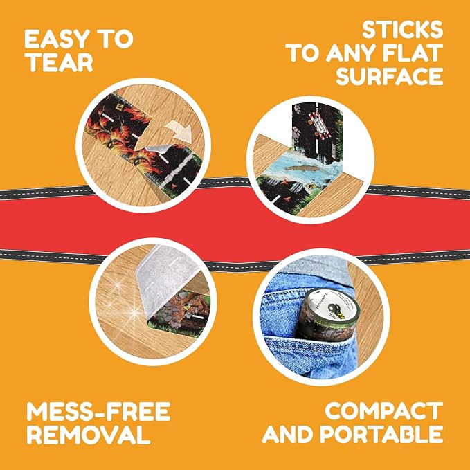 PlayTape Dirt Road Tape for Toy Cars - Sticks to Flat Surfaces, No Residue, 2 in. x 30 ft. Roll