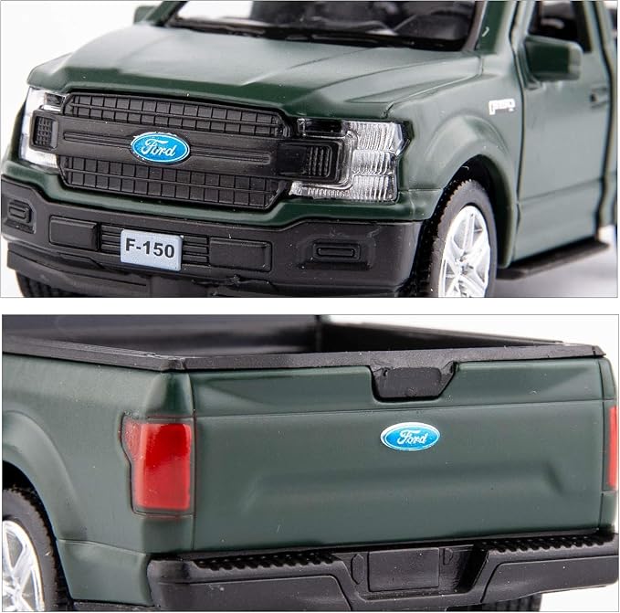 TGRCM-CZ 1/36 Scale Ford F150 Pickup Truck Casting Car Model, Zinc Alloy Toy Car for Kids, Pull Back Vehicles Toy Car for Toddlers Kids Boys Girls (Dark Green)