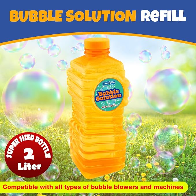 PlayRoute Bubble Solution | Bubbles Refill Solution 68 Oz. | Ready to Use Solution for Bubble Machines, Wands, Guns, & Other Bubble Blower Toys for Toddlers & Kids | Easy Grip Bulk Bottle