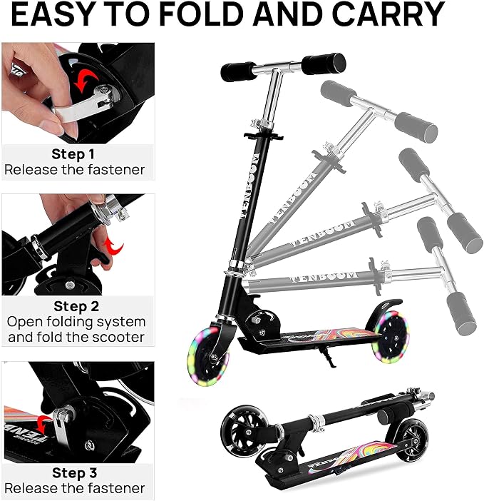 Scooter Toys for Kids Ages 6-12/3-5, Christmas Birthday Gifts for Girls Boys, Easy Folding Kids Scooter with 3 Levels Adjustable Handlebar