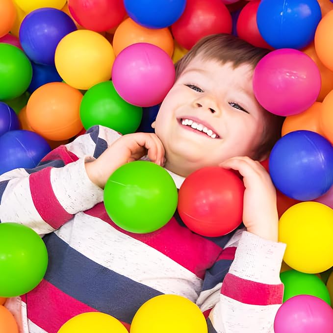 MW SPORTS Ball Pit Balls for Kids and Toddlers, Plastic Crush Proof, Phthalate & BPA Free, in Reusable Mesh Storage Bag, Assorted Colors (200 Balls)