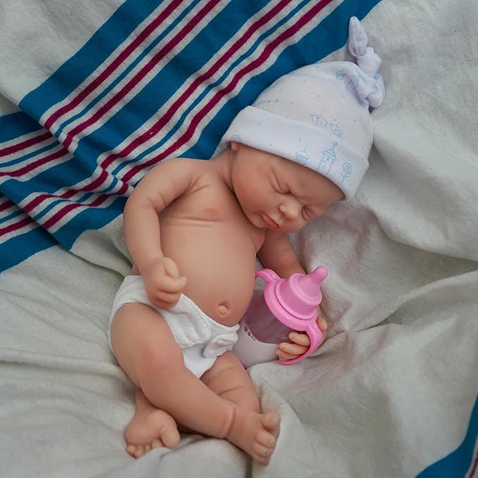 Newtotlove 12" Reborn Baby Dolls Boy, Full Silicone Baby Dolls, Realistic Soft Silicone Newborn Baby Doll, Real Full Body Silicone Baby with Feeding Accessories