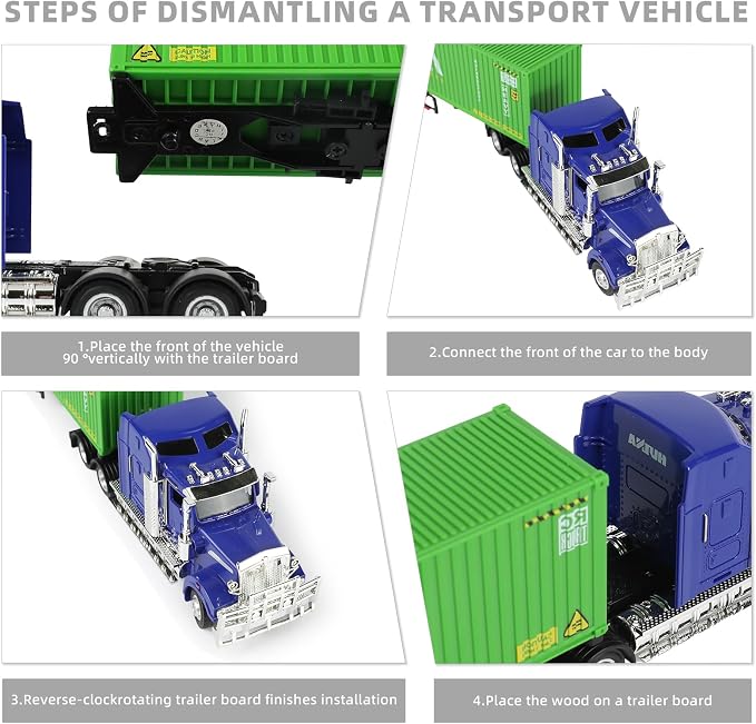 Container Semi Truck Toys, 1/50 for Kenworth W900 Big Metal Transport Box Diecast Truck Trailer Model Toy Gifts for Boys Adult Car Collector- Green