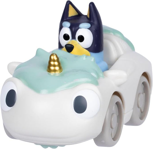 Bluey 4 Pack Mini Racers, The Most Popular Characters in Mini Vehicle Form. Now Includes Chattermax Mini Car, Bandit & Unicorse Convertible, Garbage Truck, & Chili & 4WD