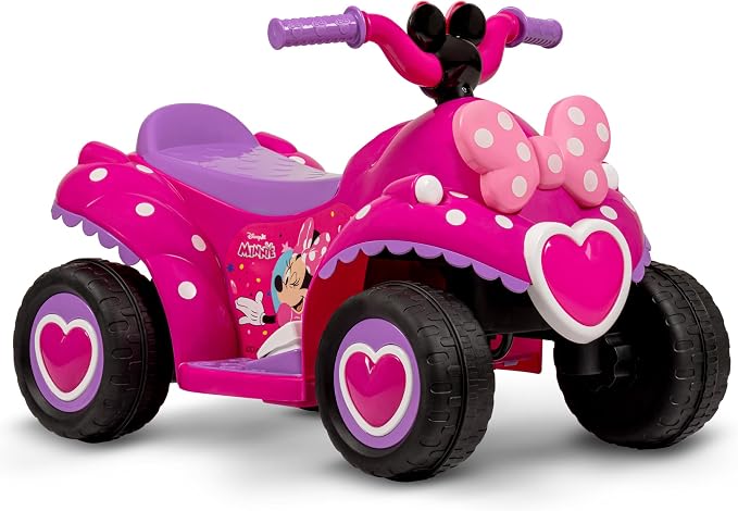 Huffy Disney Minnie Mouse 6V Quad Ride-On, Ages 1.5–3, Easy Push-Button Drive, Stable 4-Wheel Design, Toddler-Friendly Speed