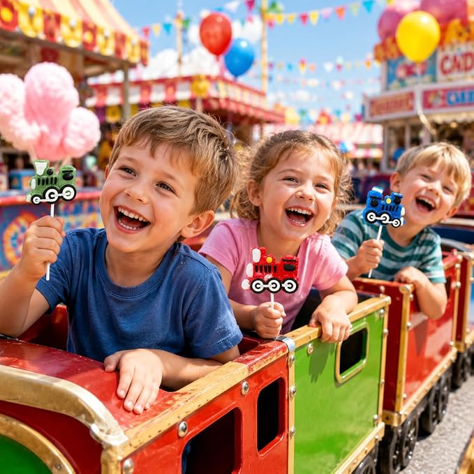 48-Count Train Lollipops Variety Mixed Fruit Flavor Party Suckers Perfect Train Party Favors For Your Train Birthday Party (48-Pack)