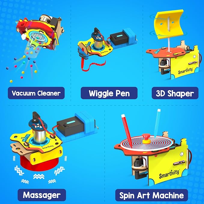 Smartivity 10-in-1 Motor Powered STEM Kit for Kids | Build 10+ Electronics Projects - Bubble Launcher, Spinner & More | DIY Science Engineering Toy | Birthday Gift Boys & Girls 6 7 8 9 10 11 12
