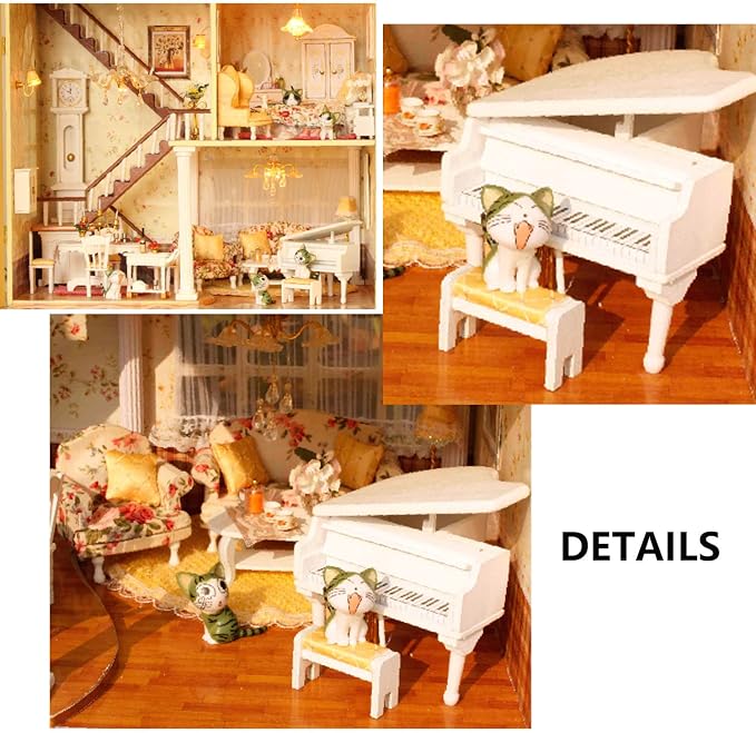 MAGQOO 3D Wooden Dollhouse Miniature DIY House Kit Tiny Mini House Kit DIY Dollhouse Miniature Kit Music Box and Glue Included(House of Fairy Tales)