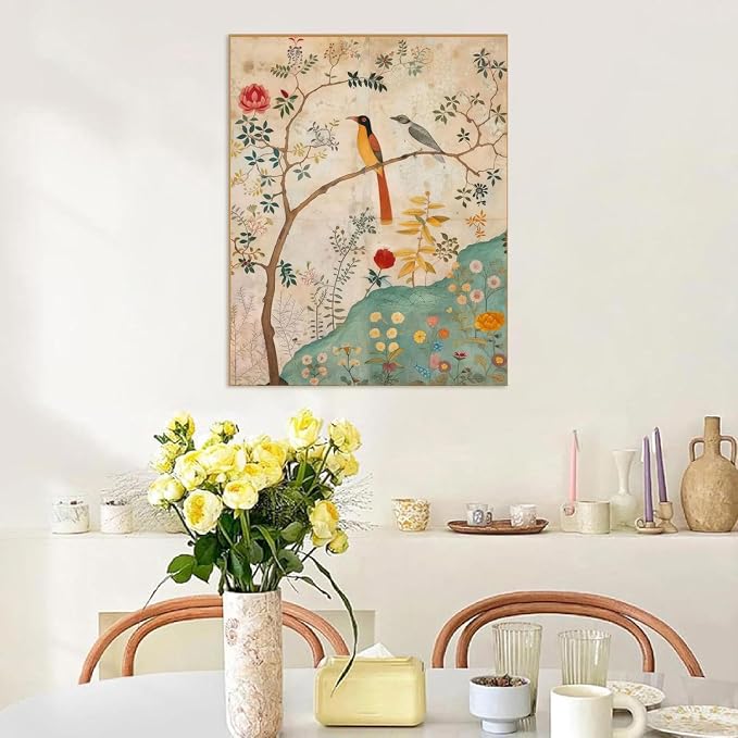 Paint by Numbers for Adults and Kids Beginner, Vintage Persian Birds Flowers Painting by Number Kits On Canvas, Number Artist Paint by Number Kit Oil Painting Acrylic Paints, Home Wall Decor Gift