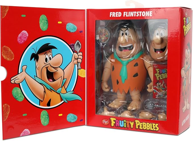 Jada Toys Fruity Pebbles Fred Flintstone Action Figure 1:12 Scale Fully Articulated Retro Cartoon Nostalgia Collectible Toy for Ages 8+