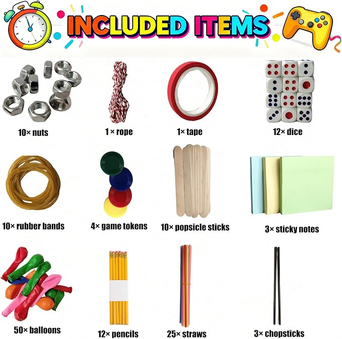 Minute Challenges Games for Birthday Party Christmas Family Game Night Gathering 24 Day Advent Calendar Games Classroom Team Building Games for 2-12 Players
