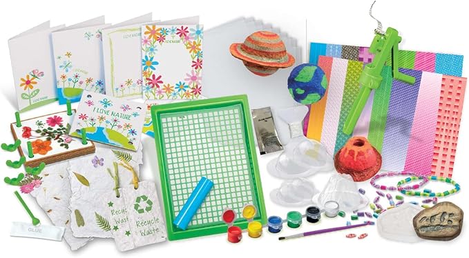 4M - STEAM Green Paper Crafts - Make Recycled Papers, Flower Pressing Art - Eco-Friendly STEAM Craft Paper Kit for Kids Ages 5+ - Learn Sustainability Through Creative Activities