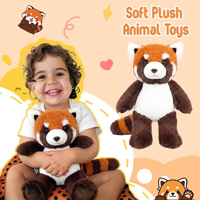 Stuffed Animal Plush Toy Soft Plushie Cuddly Red Panda Cute Plush Toy for Kids Toddlers Boys Girls Birthday Christmas Nursery Decor Party Favors