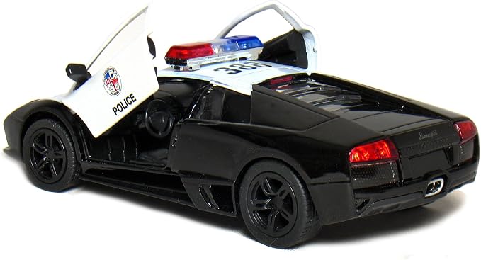 KiNSMART Lamborghini Murcielago LP640 1:36 Scale 5" Die Cast Model Super Sports Car Toy (Black Police)