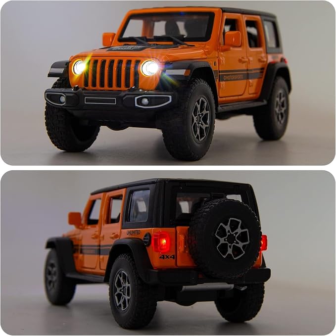 WAKAKAC Compatible for 1/32 Alloy Diecast Pull Back Model Car Collectible Gift with Light and Sound Toy Vehicle for Kids Boys Girls Toddler Christmas Birthday Gift Orange