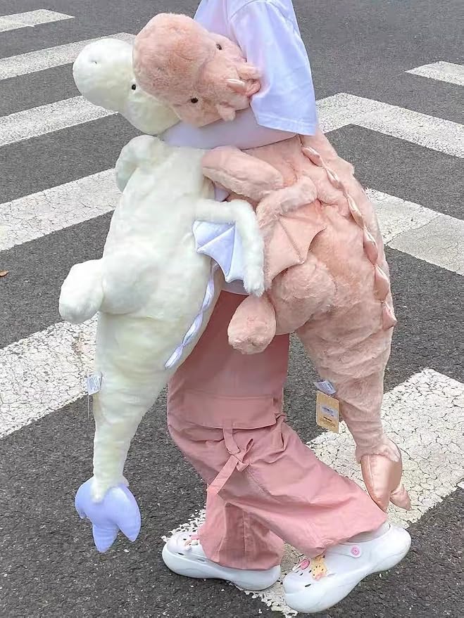 Giant Dragon Stuffed Animal 51.2" 7Lbs, Soft Weighted Plush Toy, Pink Weighted Stuffed Dragon for Kids and Adults