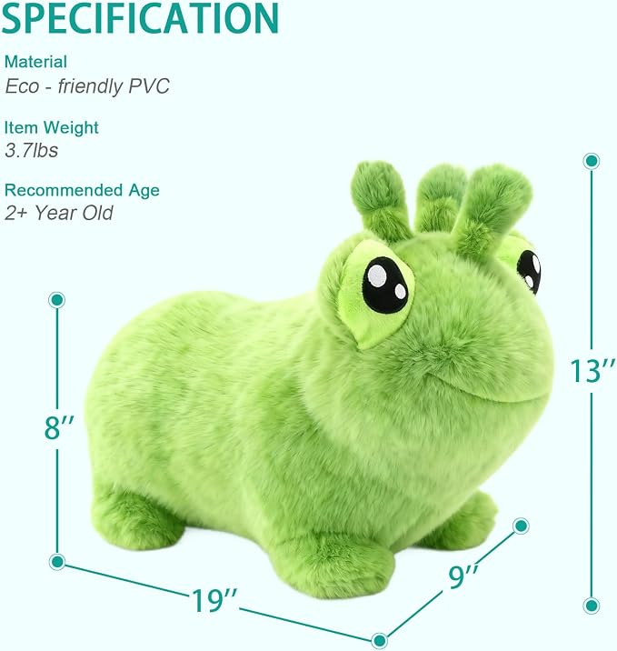 INPANY Bouncy Horse, Frog Hopper Toys, Toddler Ultra Thick Plush Bouncing Animal, Kids Inflatable Ride on Rubber Bouncer, Outdoor Indoor Cute Birthday Gift for 2 3 4 Yr Boy Girl