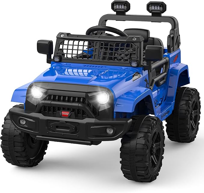 GarveeLife 12V Kids Electric Ride On Truck Car w/Parent Remote Control, Spring Suspension, LED Lights & AUX Port | Outdoor Ride Toy for Boys Girls