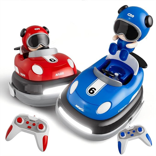 2-Player Battle 2-5 rc Car Toddler Boys Independence Day | Cartoon Remote Control Bumper Cars with Light & Sound – Racing Set (Drift + Collision Modes) | 360° Spinning | Rechargeable Kids’ Race Cars