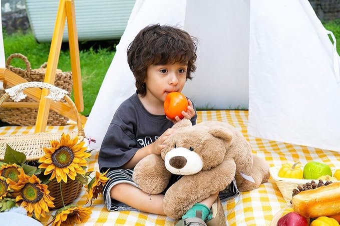 Niuniu Daddy 25" | 5 Pound Weighted Bear Stuffed Animal for Adults Kids, Giant Large Lying Teddy Bear Plush Toy, Soft Brown Bear Body Pillow for Sleeping, Gift for Christmas Birthday Holidays