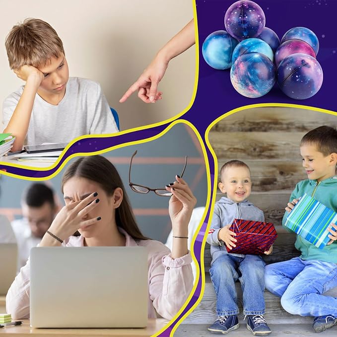 Hooqict Mini Galaxy Stress Balls 25 Pack Foam Stress Ball Space Party Favors Small Soft Squeeze Ball for Kids Adults Stress Relief Toy Goodie Bag Stuffers Gift Bag Fillers School Classroom Prize