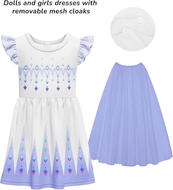 LQSZ Doll and Girl Matching Princess Dress Outfits for Girls and 18" Matching Doll and Girl Clothes