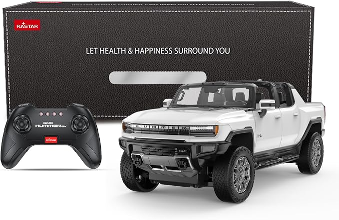 RASTAR Remote Control Car 1/16 Scale GMC Hummer EV Pickup RC Car, Electric Off-Road Monster, RC Hummer Truck for Kids Boys, White 2.4G