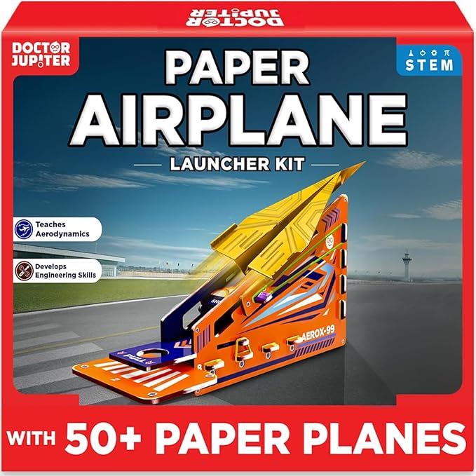 Doctor Jupiter Paper Airplane Book Kit with Launcher for Kids Ages 6+ | STEM Toys, Birthday Gift Ideas for 6,7,8,9,10,11,12,13 Year Old Boys & Girls | Summer Activities for Kids, 50+ Paper Planes