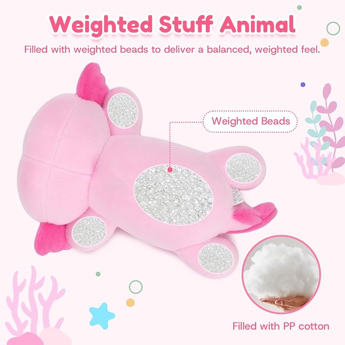 Axolotl Weighted Stuffed Animal, Soft Plush Toy Gift (24.8 Inch, 3.6 Lbs)