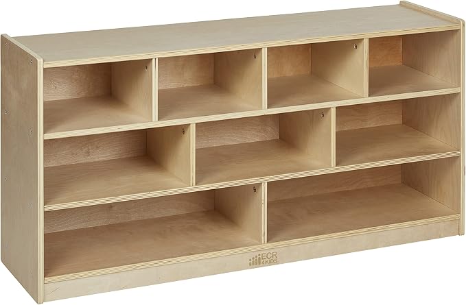 ECR4Kids Mobile Building Block Storage Cabinet, Large, Classroom Furniture, Natural