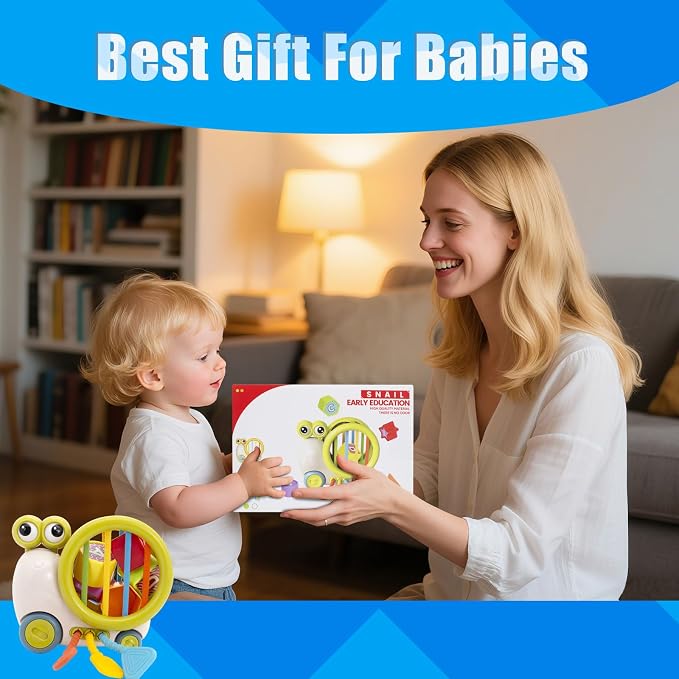 BYFWH Shape Sorter for Toddler 1-3, Montessori Baby Sorting Blocks, Sensory Toddler Learning Toy for Fine Motor Skills, Infant Developmental Snail Push-to-go Car Toys for Boys Girls Ages 18+ Months