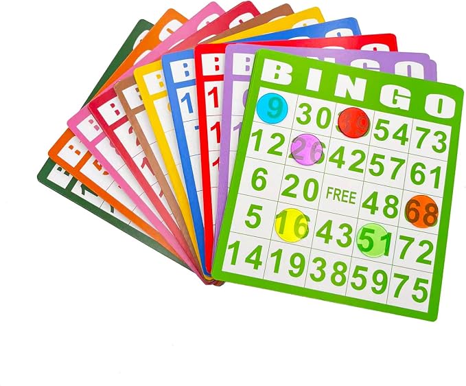 JUNWRROW Deluxe Bingo Game Set-Includes Bingo Cage,600 Colorful Plastic Chips with a Bag,100 Mixed Cards,75 Calling Balls with a Bag,Plastic Master Board-Ideal for Large Groups, Parties