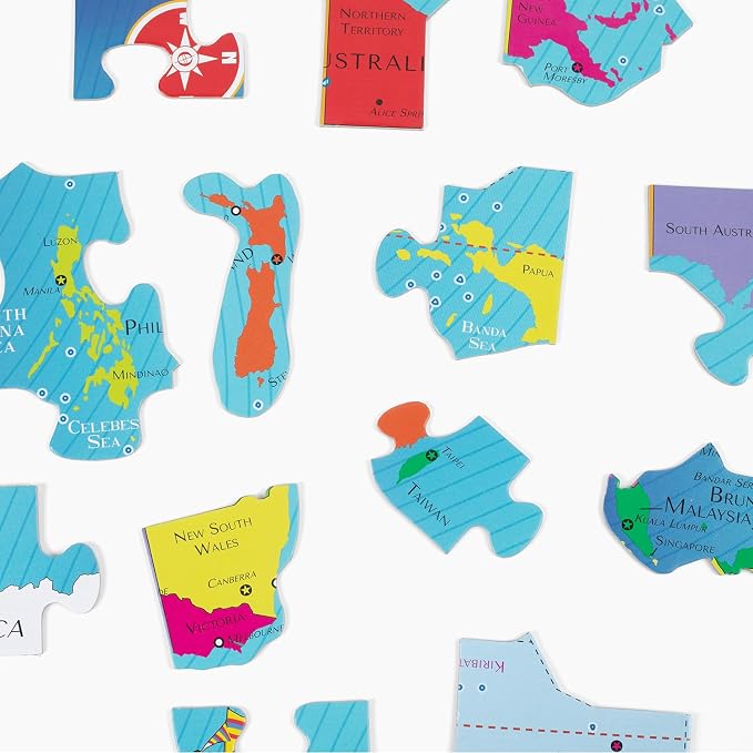 GeoToys GeoPuzzle, Australia & Oceania Jigsaw Puzzles, 50 Pc Geography Game & Map Puzzle, Educational Games & Kids Learning Activities, Puzzle Gifts for Children Ages 6-9, Fun Learning Toys for Kids