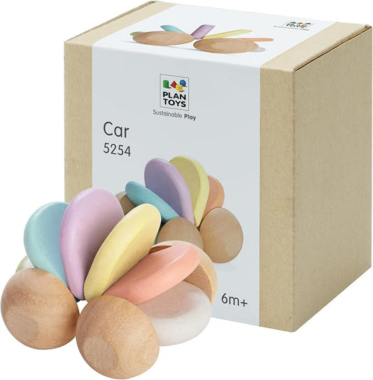 PlanToys® Wooden Baby Push Toy Car | Montessori Toy for Infants | Wooden Baby Toy with Flexible Body | Sensory & Motor Skill Development Toy for 6+ Months