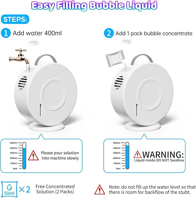 Bubble Machine for Kids Toddlers, 90° 360° Rotatable Automatic Bubble Maker with RGB Light, 4000+ Bubbles/Min Bubble Blower for 3 4 5 6 7 8 Year Old, Easter Christmas Birthday Outdoor Wedding Gifts