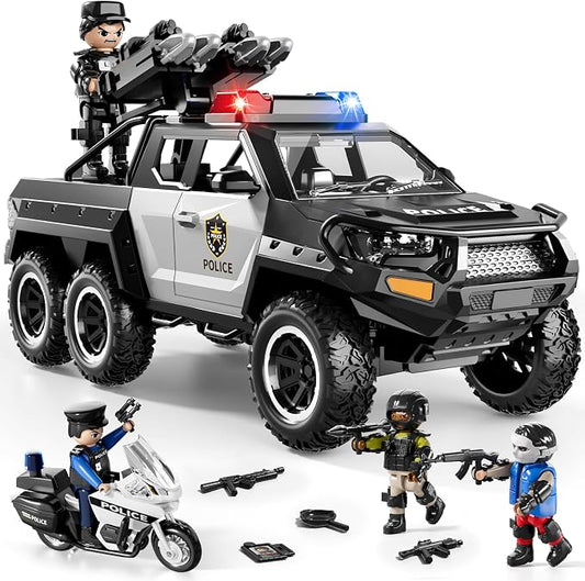 Police Car Toys for Boys 3 4 5 6 7 8 Years Old : Friction Powered Trucks Toy with Light and Sound Gifts for Girls Age 3-12 | Toddler Truck for Kids Ages 4-8 | Role Playing Police Truck Toys