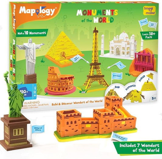Imagimake Mapology Monuments of World | 3D Puzzles for Kids Ages 8-10 | Learning & Educational Toys for 5-7 | Puzzles for Ages 4-8 | Geography Gifts for Boys & Girls 5,6,7,8,9,10,11,12,13,14 Years Old