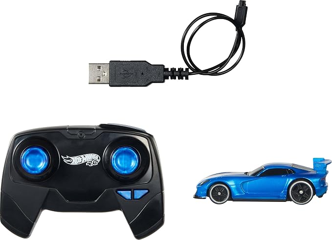 Hot Wheels Remote-Control Toy Car, 1:64 Scale RC Dodge Viper ACR, Race On & Off Track, Booster Button for Stunts, Iconic Casting for Automotive Fans