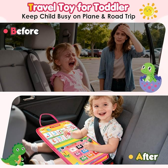 GOLIYEAN Toddler Busy Board - Montessori Toys for Toddler Boy Girl Birthday Gifts, Educational Learning Sensory Busy Book for Toddlers, Quiet Activity Books for Toddlers, Travel Toys for Airplane Car
