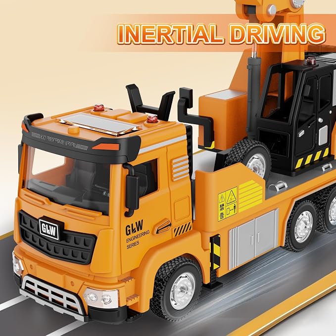 Construction Trucks Toy 1:40 Semi-Alloy Simulation Model Lights & Sounds Educational Engineering Vehicle for Kids Excavator Truck