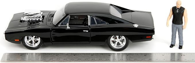 Jada Fast & Furious Dom’s 1970 Dodge Charger Diecast Model – 1:24 Scale Durable Die Cast Car – Includes Dom Figure – Perfect for Collectors and Kids