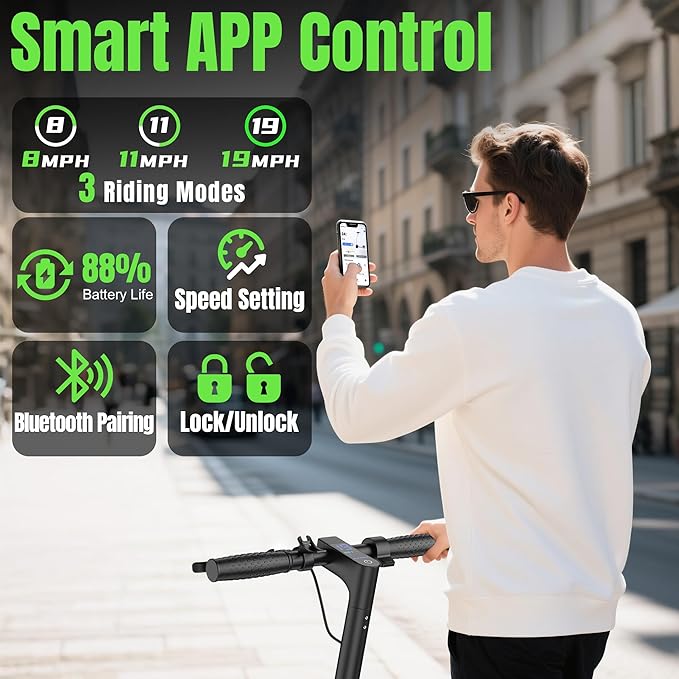 VOLPAM Electric Scooter, 350W/500W/800W/1000W/250W Powerful Motor & 19/22/ 9 MPH Top Speed, 16-28-10 Miles Long Range, Folding E Scooter Choice
